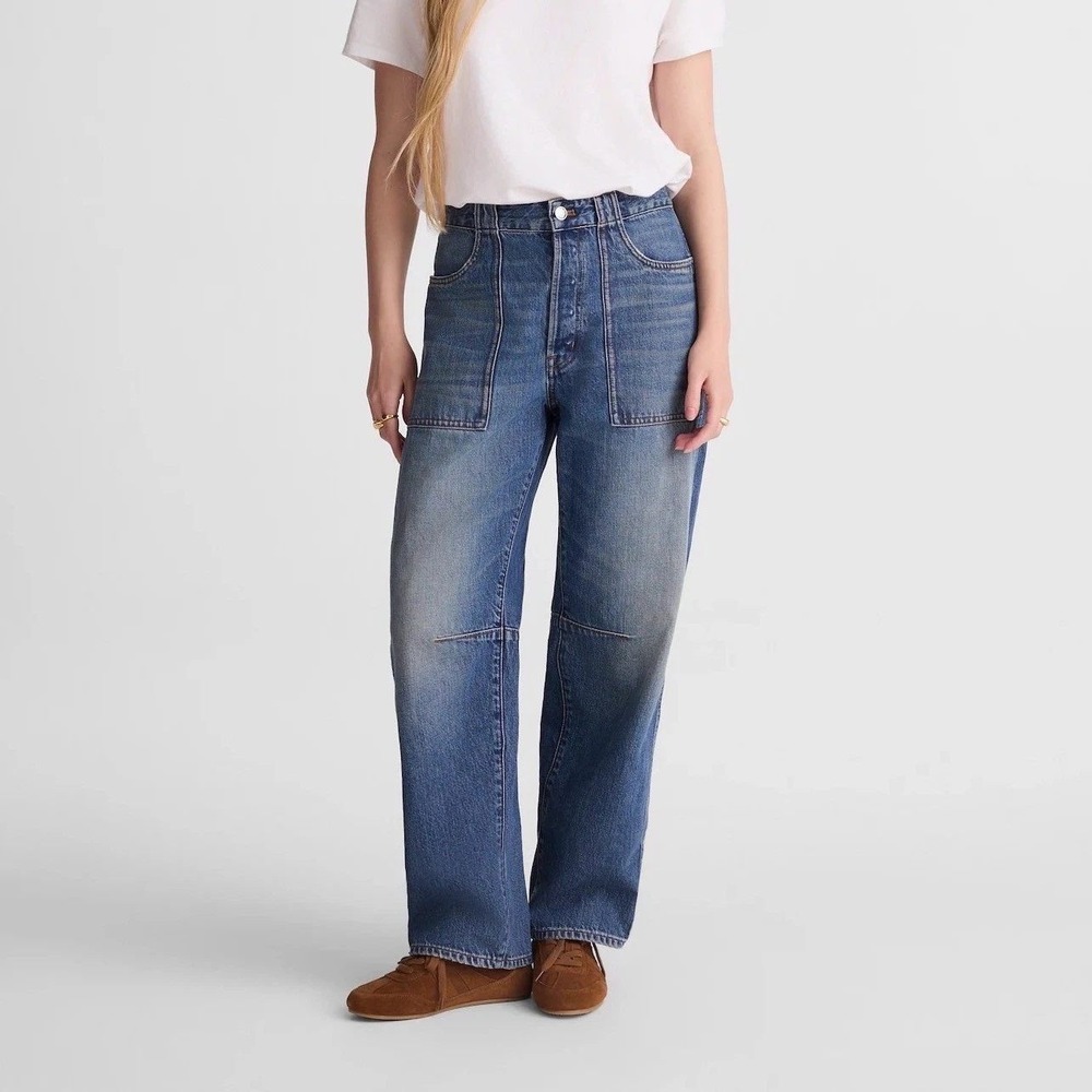Madewell Women's The Darted Barrel-Leg Jean Medium Wash Denim Size 23